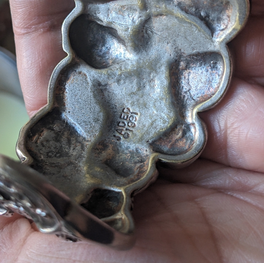 Awesome Solid JADED 1991 Vintage Silver Cameo Bracelet - Picture 2 of 6